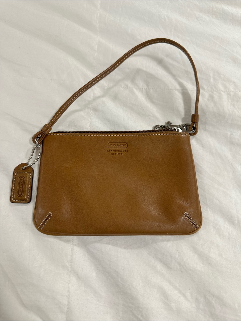Coach Tan Leather Wristlet Pouch